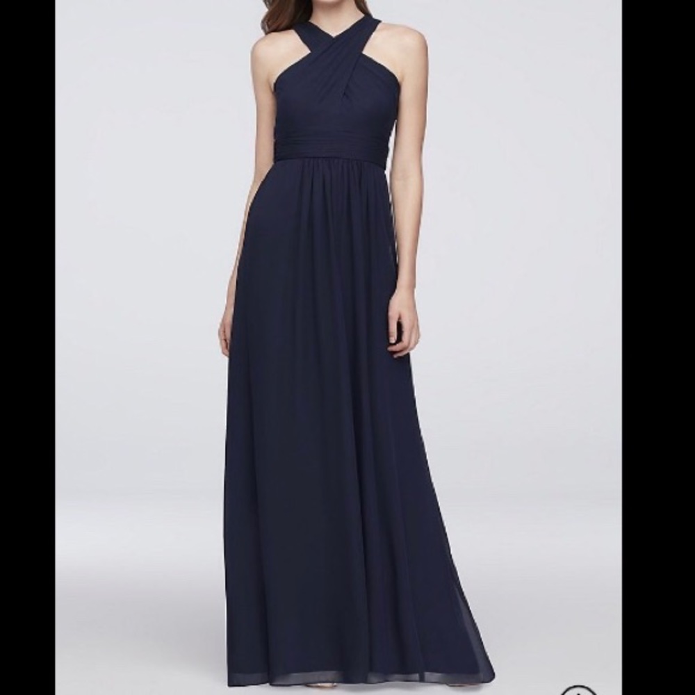 CROSS-FRONT CHIFFON BRIDESMAID DRESS